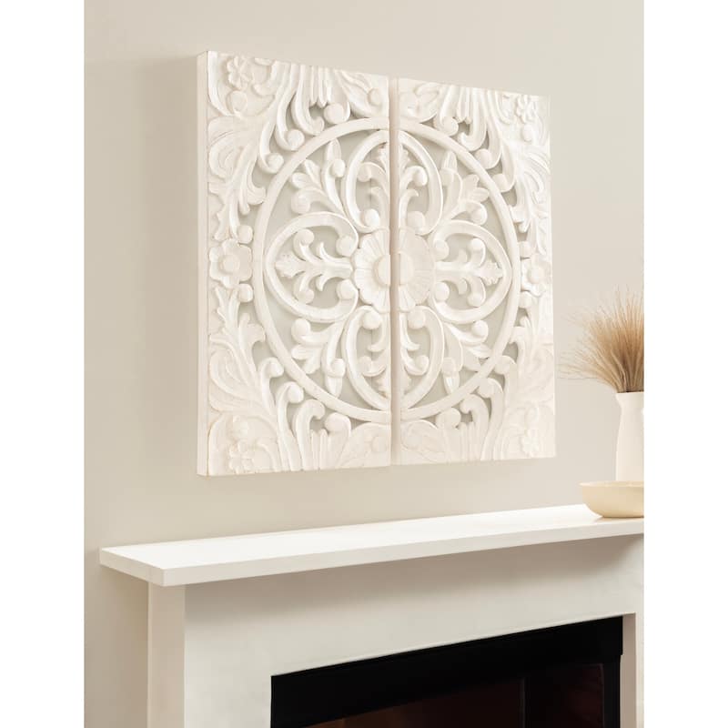 Kate and Laurel Saanvi Carved Wood Wall Art Set