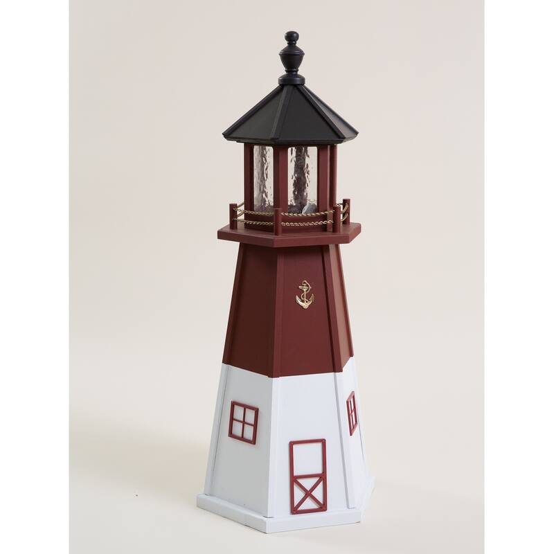 Wooden Lighthouse with Solar Light - 3 Foot - Barnegat, NJ