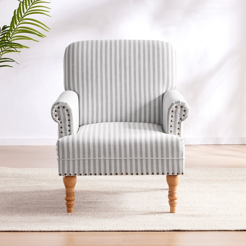 Rolled Armchair Accent Chair Set of 2 Blue/ Grey/ Brown