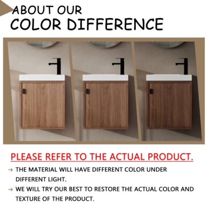 18.5 Inch Wall-Mounted Vanity with Resin Sink and Soft-Close Door, MDF