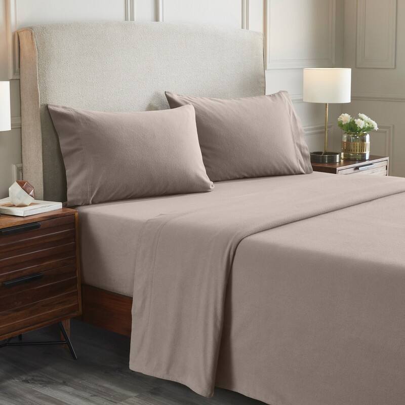 Superior Flannel Cotton Trellis or Solid Deep Pocket Bed Sheet Set - Twin XL Solid - Grey