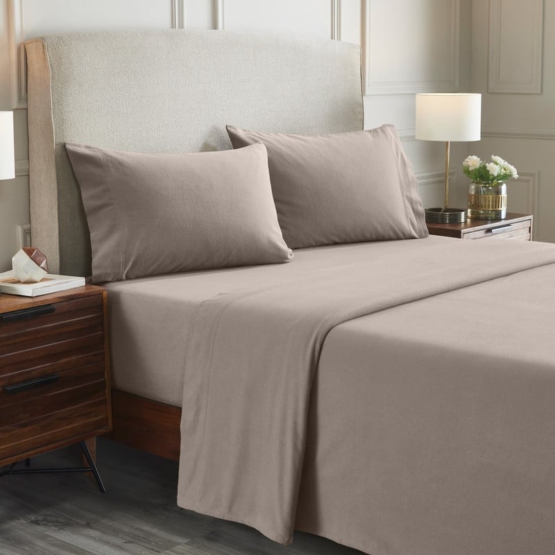 Superior Solid Flannel Cotton Fuzzy Deep Pocket Sheet Set - Grey - Full