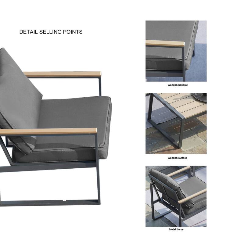 4-Piece Outdoor Sofa Set with Coffee Table and Cushions