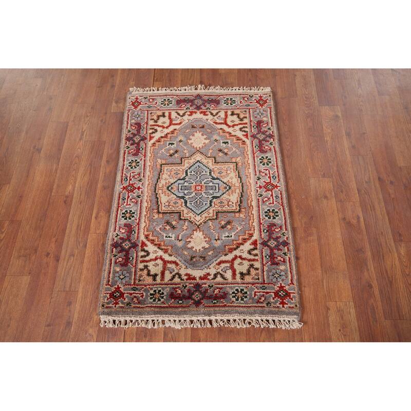 Gray Heriz Serapi Indian Accent Rug Handmade Oriental Wool Carpet - 2'0" x 3'0"