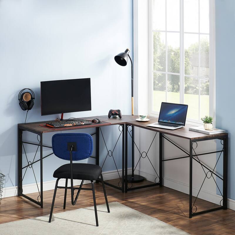 Javlergo L Shaped Gaming Desk Corner Desk Gaming Table for Home Office Computer Desk Sturdy Writing Workstation for Small Space