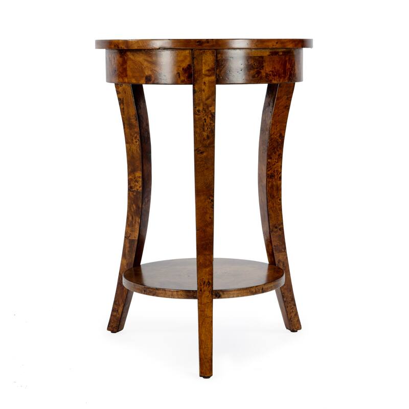 Holdin Round Burl Wood 18"W Side Table