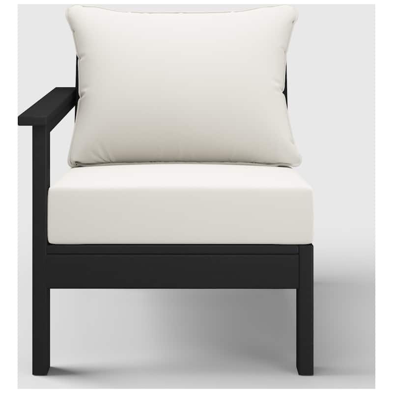 Birchwood All Weather HDPE Outdoor Patio Deep Seating Black Left Arm Facing Chair With Cushions (1-Piece)