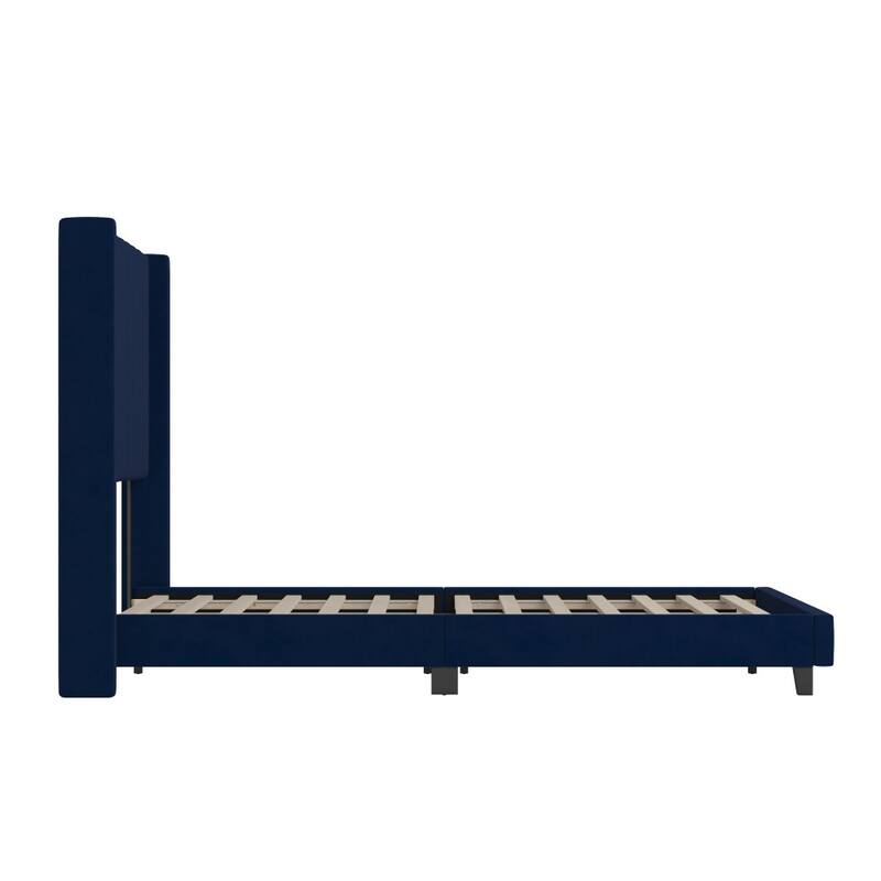 Upholstered Platform Bed with Wingback Headboard