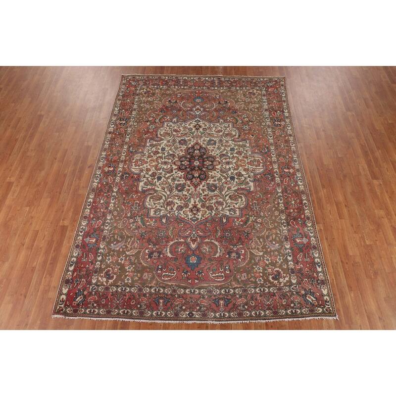 Bakhtiari Persian Antique Area Rug Handmade Wool Carpet - 6'11"x 10'0"