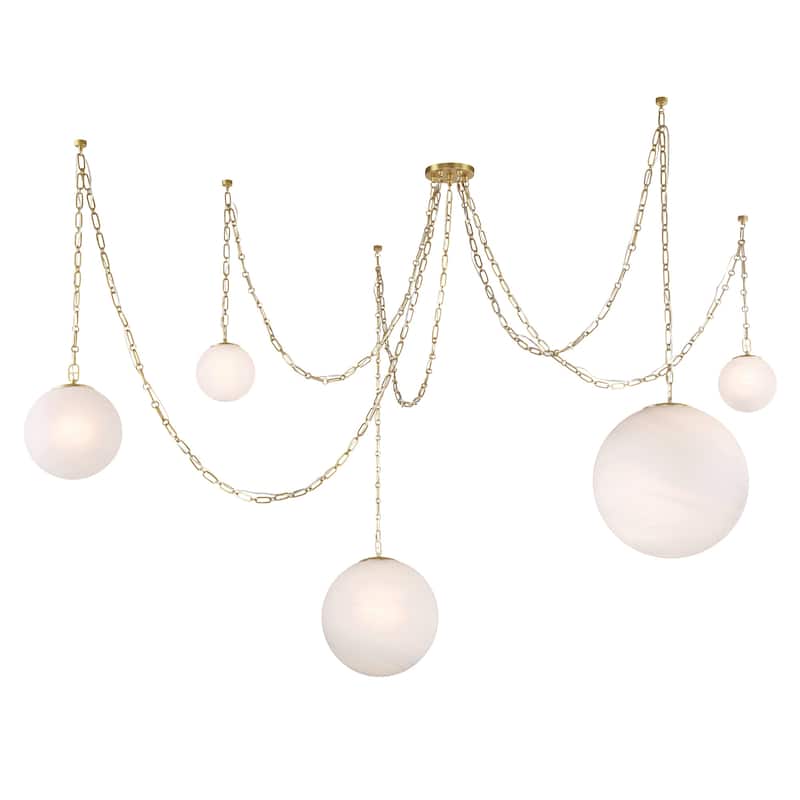 Minka Lavery 5219 Marbelle 5 Light 85" Wide Multi Light Pendant with - Legacy Brass