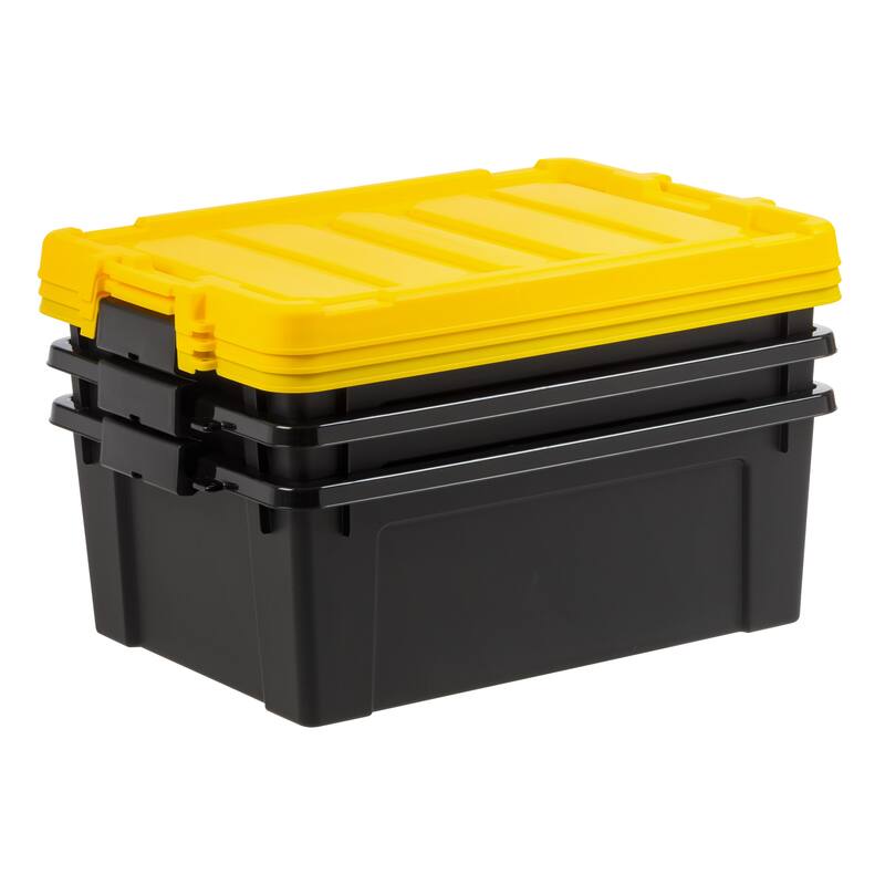 IRIS USA® STOR-IT-ALL 47 Qt Buckle Lid - Black - Set of 3