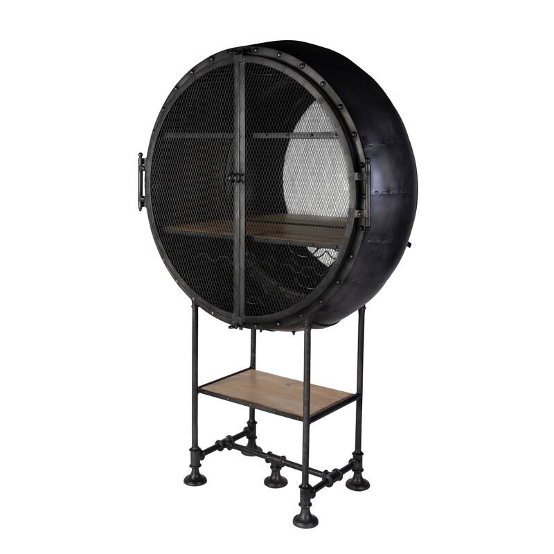 Roanoke 43 in W x 69 in. H Iron Bar Cabinet - Industrial Chic