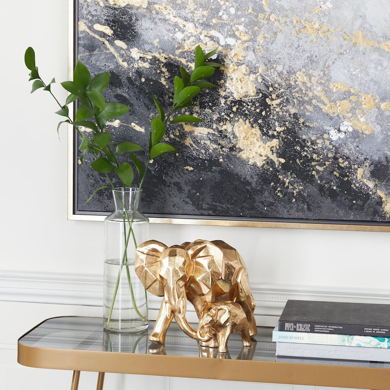 Polystone Elephant Decorative Sculpture - Gold - CosmoLiving by Cosmopolitan