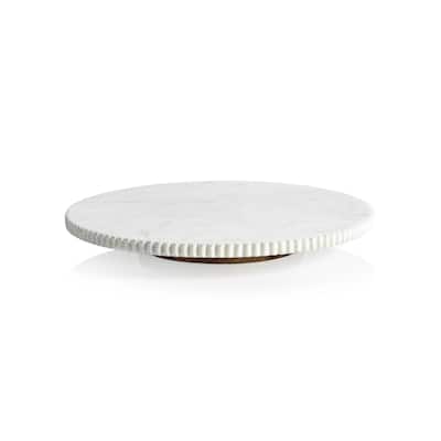 Caserta Ribbed Finish White Marble Lazy Susan - 16" dia x 2"
