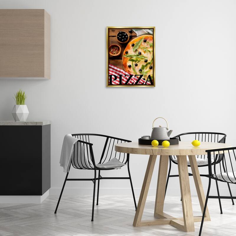Stupell Flavorful Traditional Pizza Framed Floater Canvas Wall Art Design By Kim Allen