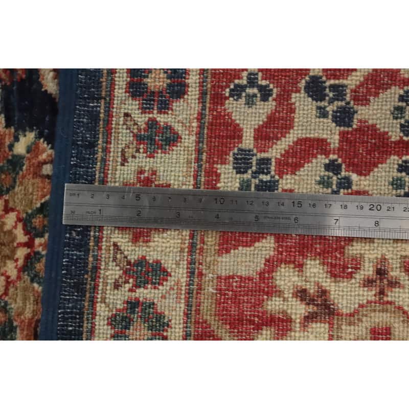 Hand Knotted Traditional Wool Blue Geometric Area Rug - 9' 8'' X 8' 2''