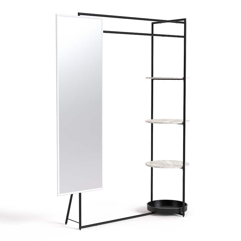 Guetsy Contemporary Black Coat Stand with Mirror by Furniture of America