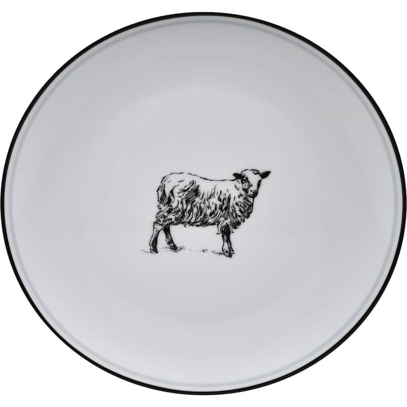 Omniware Set of 4 Country Sheep Design Farm Plates - 8" D x 0.75" H - Salad Plate