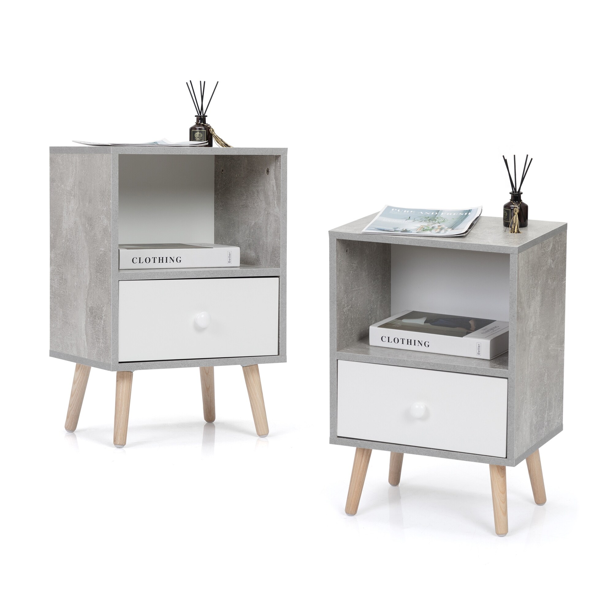 Gray nightstands set of 2 sale