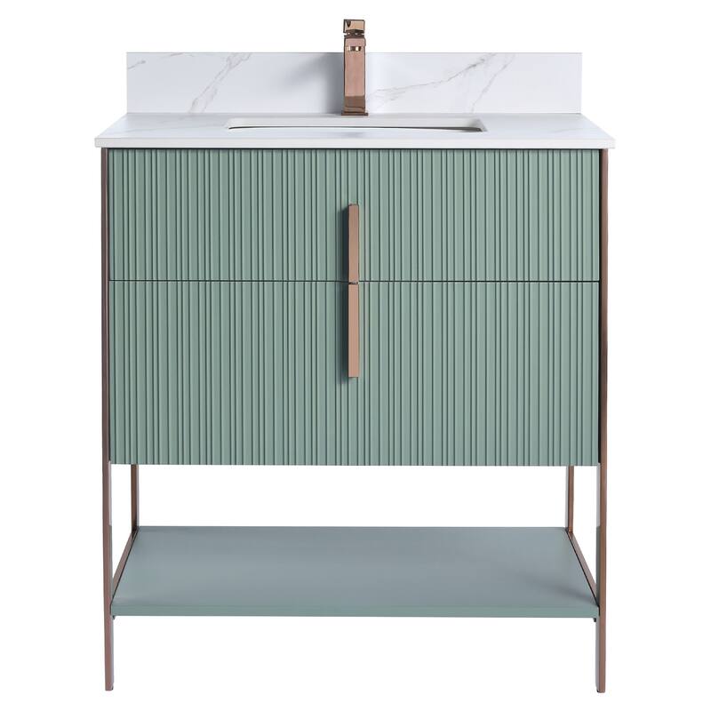 Fine Fixtures Serenity Modern Bathroom Vanity with White Carrara Stone Top