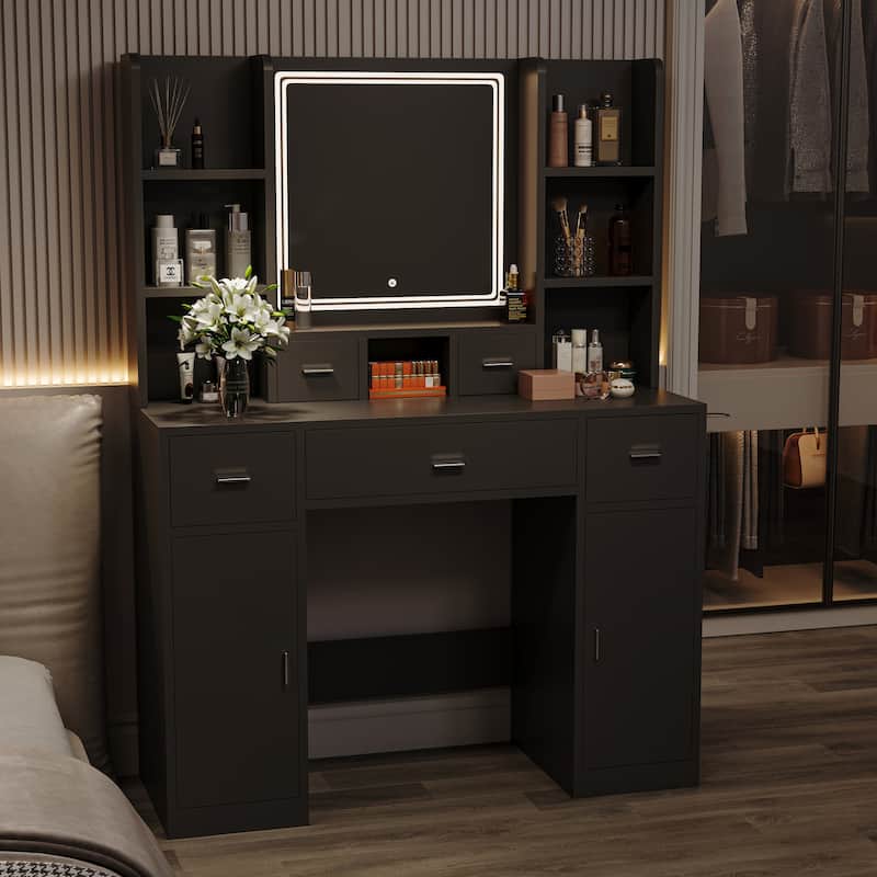 Newly Designed Smart Mirror Dressing Table with Drawers and Storage Cabinet, Dressing Table with Dressing Pad for Bedroom
