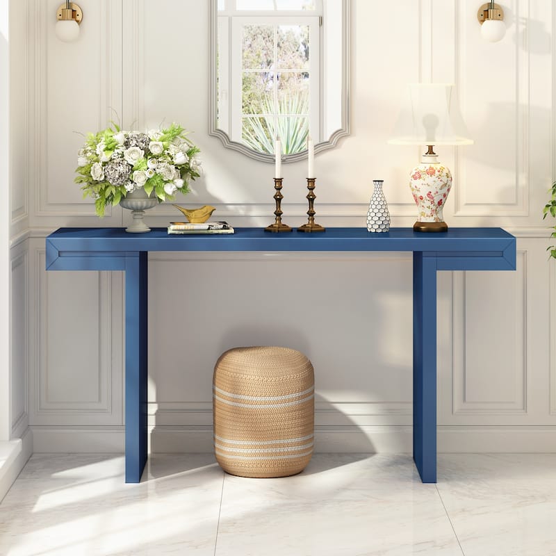 60" Long Sofa Side Table Console Table Entryway Table Accent Table for Living Room Hallway - Navy Blue