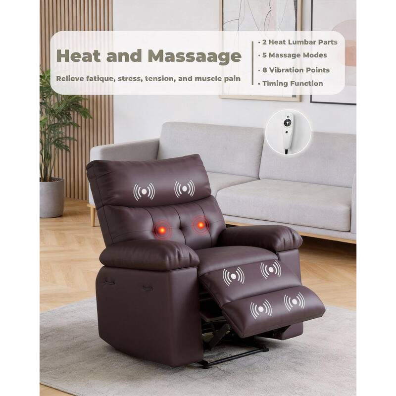 360° Swivel Manual Recliner Chair, with Massage & Remote Control