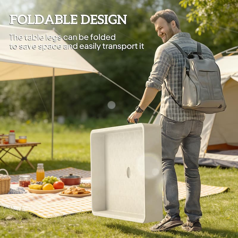 GDFStudio - Orion Folding Outdoor Ice Cooler Table for Effortless Entertaining