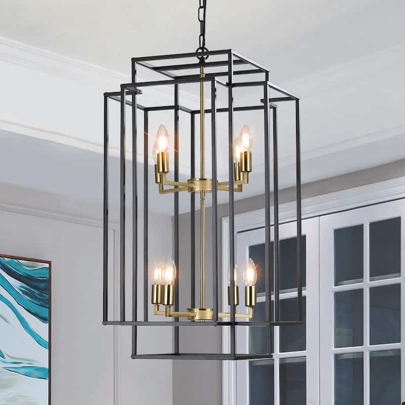 Industrial Farmhouse Hanging Chandelier with 8 Lights