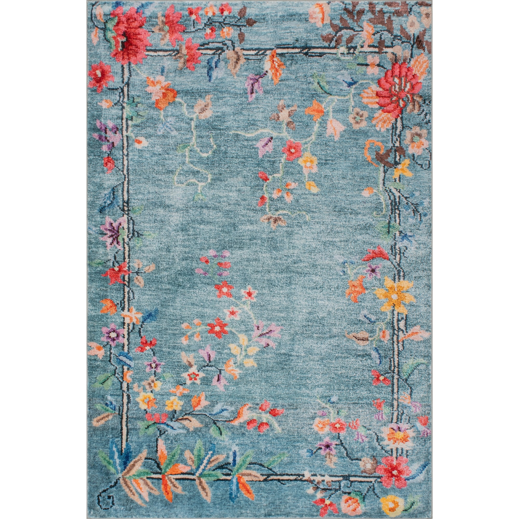 Nuloom Liorena Traditional Floral Washable Rug