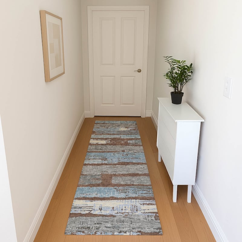 Premium Washable Super Soft Abstract Stripes Mayfield Rug - Chocolate - 2'3" x 7'6"