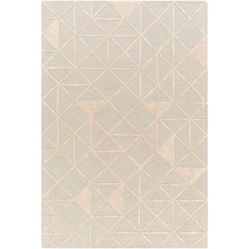 Jazari Handmade Classic Geometric Wool & Viscose Area Rug - 2' x 3' - Grey/Beige