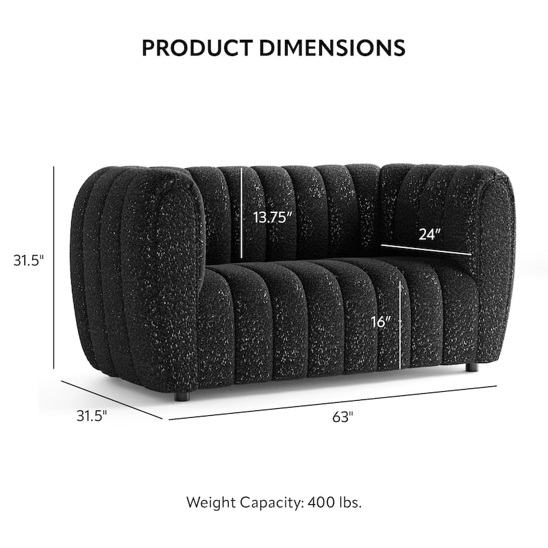 Furniture of America Lucinda Modern Vertical Channel Tufted Boucle Accent Loveseat Couch with Wooden Legs