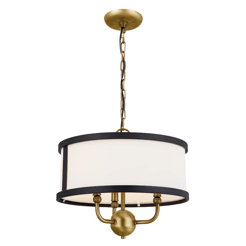 Kichler Lighting Heddle 15 inch 3-Light Chandelier Natural Brass and Textured Black
