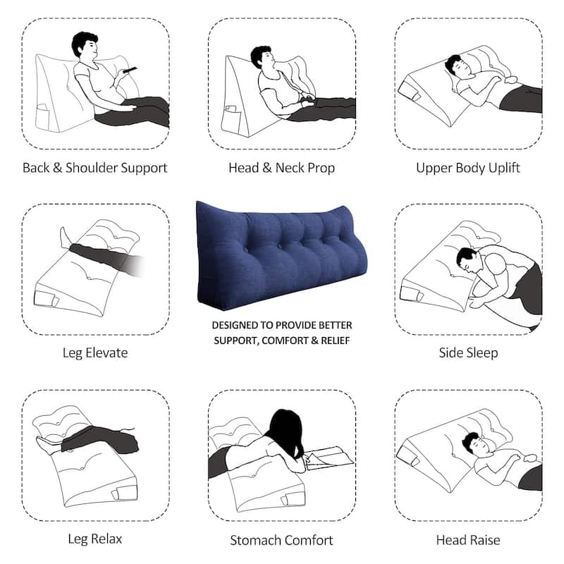 WOWMAX Bed Rest Wedge Back Reading Pillow Headboard Ivory King Size