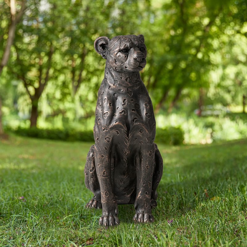 Glitzhome 23.25''H MGO Bronze Leopard Statue
