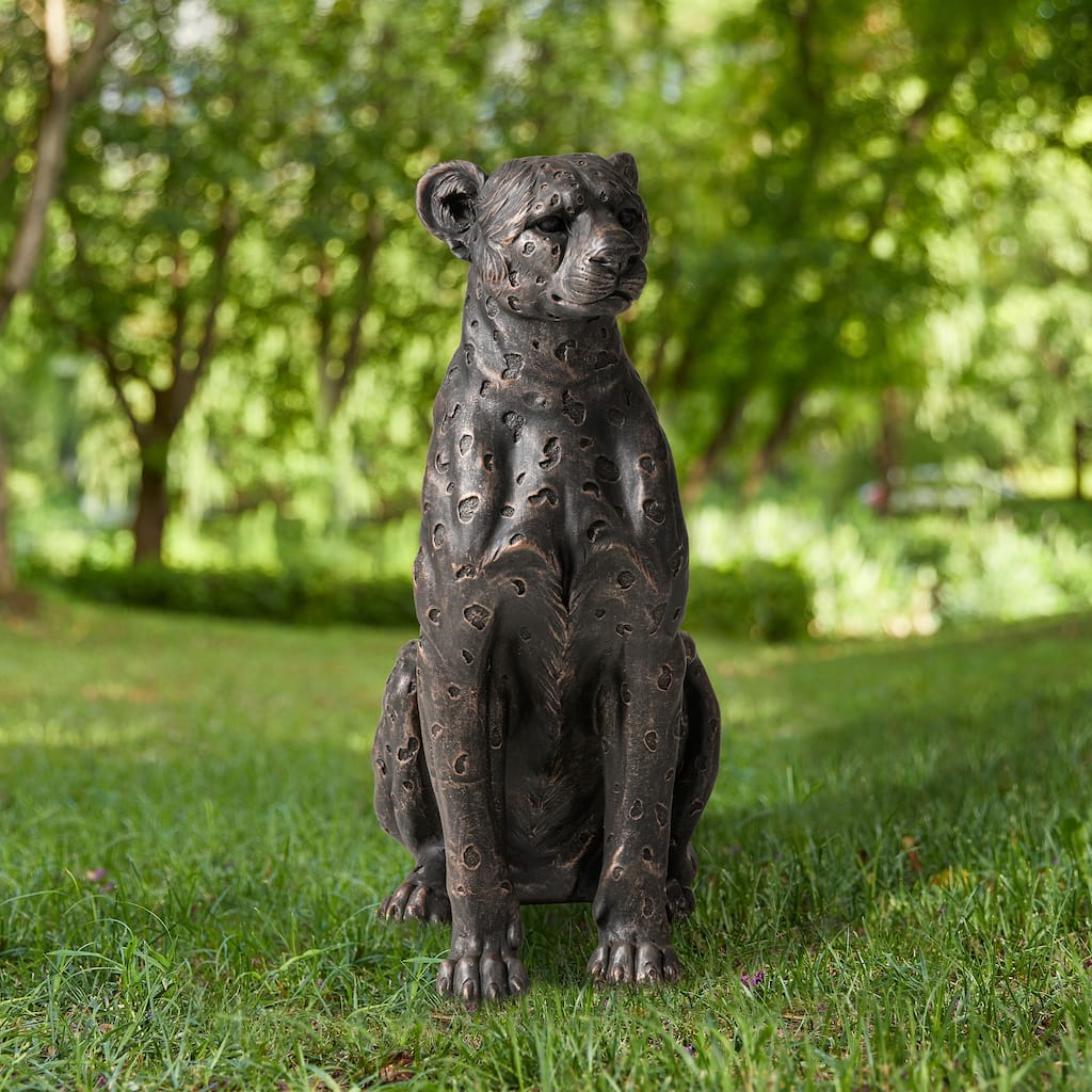 Glitzhome 23.25''H MGO Bronze Leopard Statue