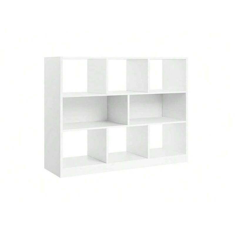 White Freestanding Wooden Bookcase with 8 Open Compartment Perfect for Decorative Item or Plants - 35.4”L x 11”W x 39.4”H - White
