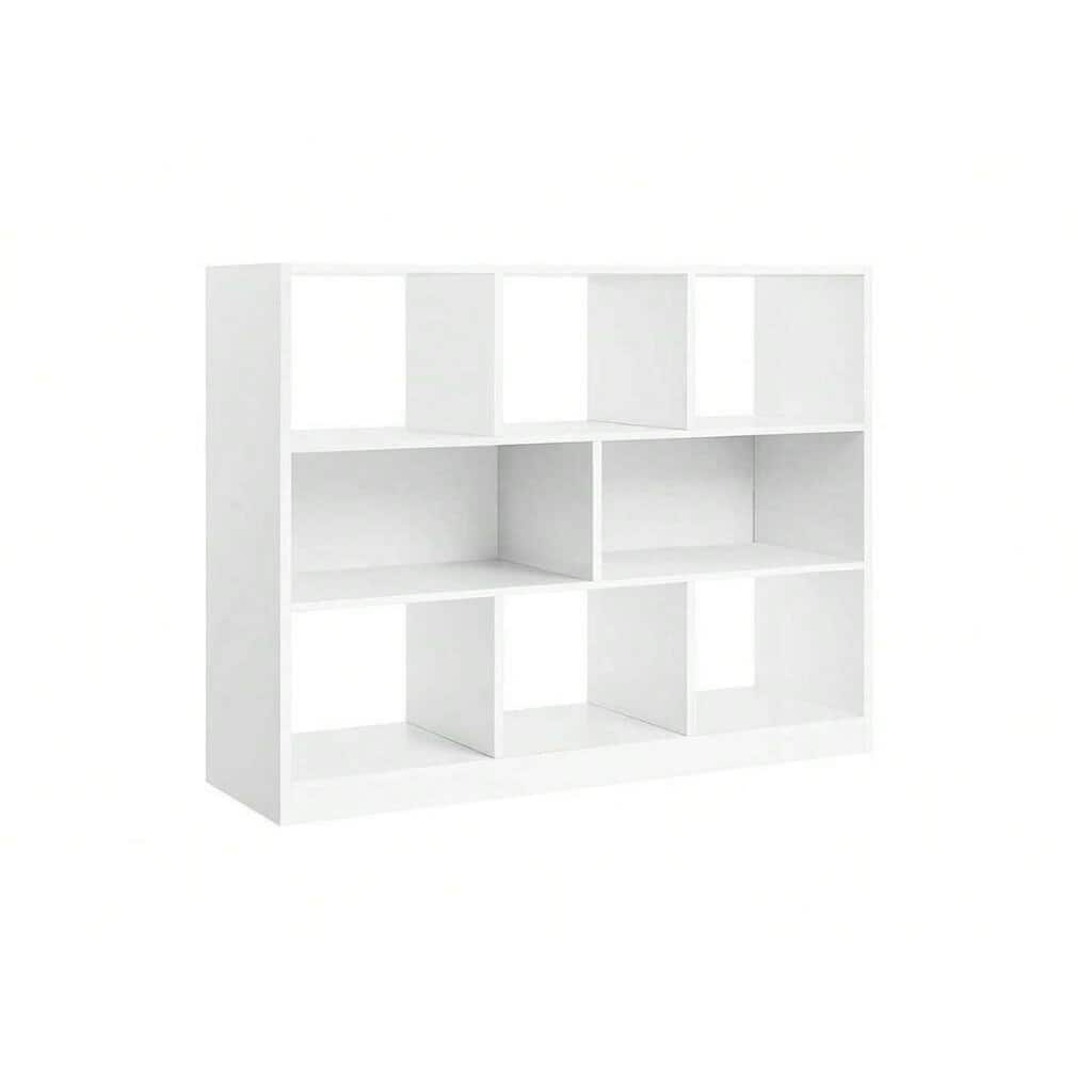 White Freestanding Wooden Bookcase with 8 Open Compartment Perfect for Decorative Item or Plants - 35.4”L x 11”W x 39.4”H