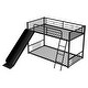preview thumbnail 6 of 8, Black Twin over Twin Metal Bunk Bed with Slide, Ladder, and Fence