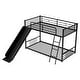 preview thumbnail 6 of 14, Twin Over Twin Bunk Beds w/Built-in Ladder, Metal Frame Twin Over Twin Bedframe with Slide & Guardrail, No Box Spring Needed