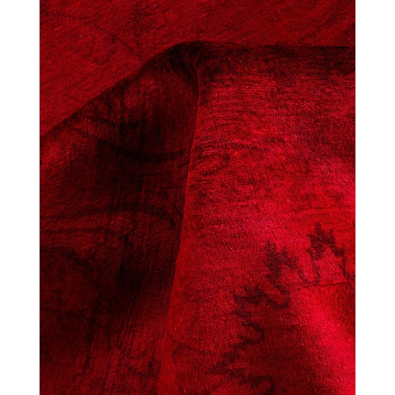 Overton Hand Knotted Wool Vintage Inspired Modern Contemporary Overdyed Red Area Rug - 5' 2" x 10' 5"