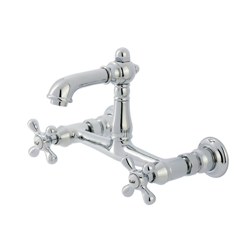 Kingston Brass English Country Two-Handle 2-Hole Wall Mount Bathroom Faucet - Polished Chrome