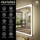 preview thumbnail 2 of 36, KIOTEE Rectangular Framed Front & Back LED Lighted Anti-Fog Tempered Glass Bathroom Vanity Mirror with ETL and 3-Year Warranty