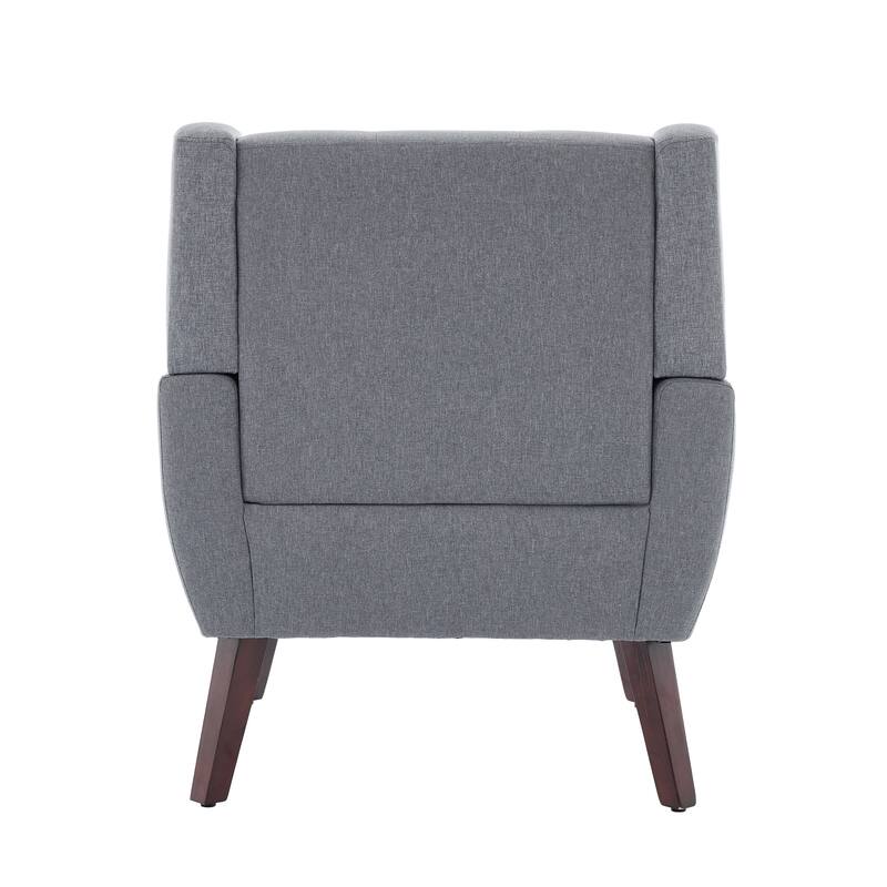 Modern Tufted Wingback Accent Chair Linen/Faux Leather/Velvet Armchair