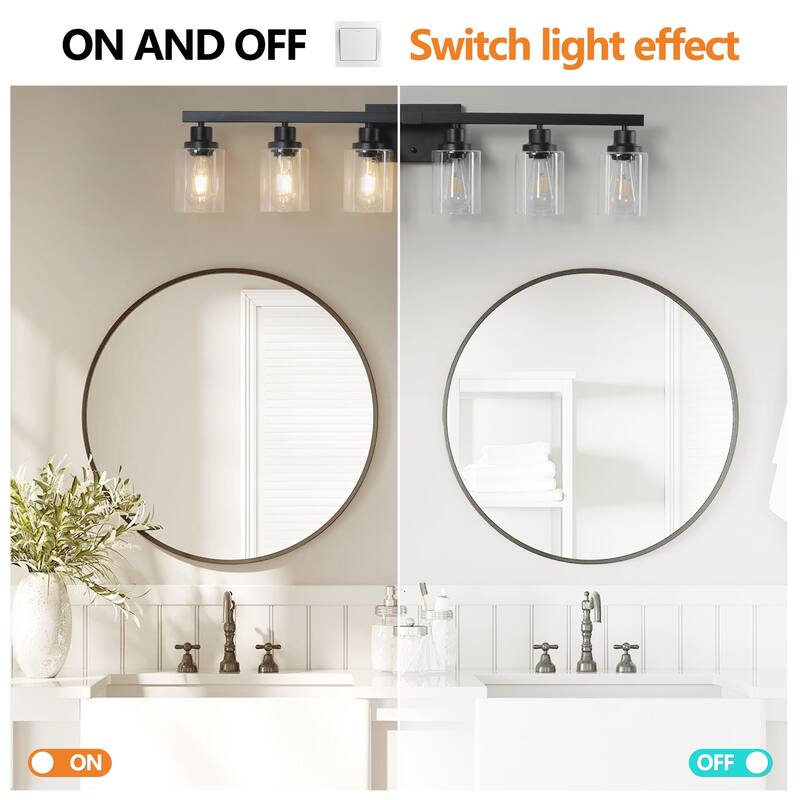 37" 6-Light Vanity Light with Clear Glass Shades, Modern Iron Metal Bathroom Wall Fixture for Mirror(No Bulbs)