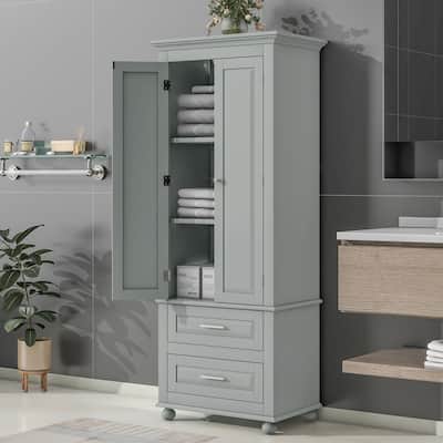 Tall Bathroom Cabinet Freestanding Cabinet Storage Cabinet with 2 Drawers Adjustable Shelf Clothes Cabinet Corner Cabinet