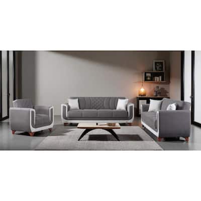 Ekitike 3 Pieces Living Room Sets 2 Sofa 1 Chair