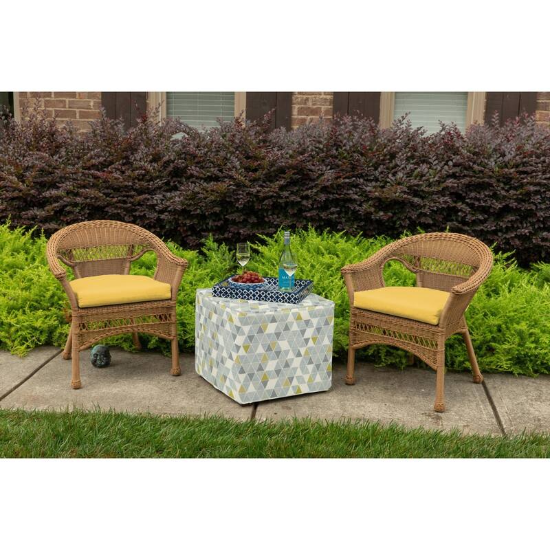 Sunbrella Solid Fabric 1-Piece Indoor/Outdoor Wicker Seat Pad Cushion, 19.5"W x 19.5"L