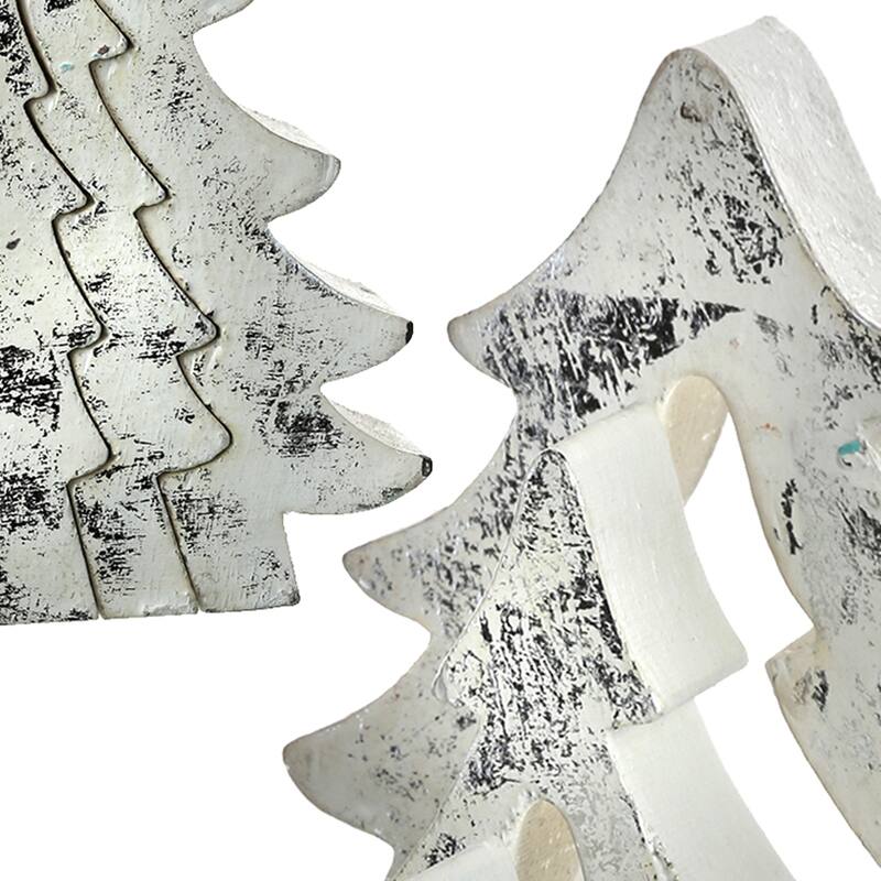 5-8" Mdf Washed Silver Leaf Puzzle Tree Set